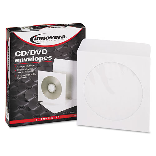 Cd/dvd Envelopes, Clear Window, White, 50/pack