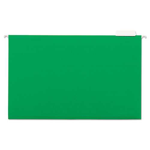 Hanging File Folders, 1/5 Tab, 11 Point Stock, Legal, Green, 25/box