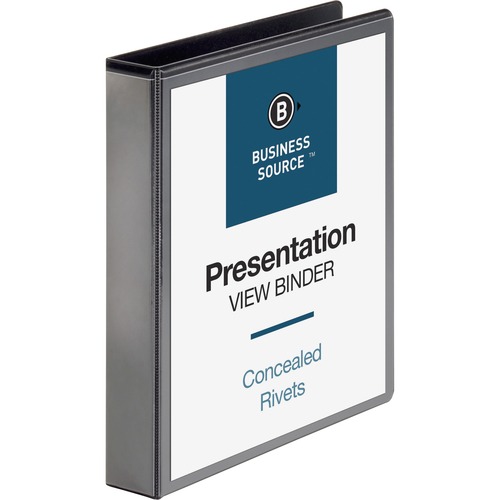 Business Source  View Binder, Round Rings, 1-1/2" Capacity, 8-1/2"x11", Black