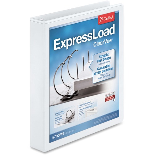 Expressload Clearvue Locking D-Ring Binder, 1 1/2" Cap, 11 X 8 1/2, White