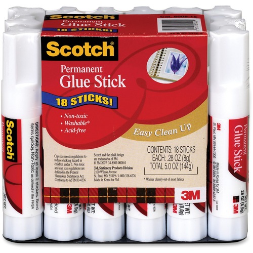 Permanent Adhesive Glue Stick, .28 oz, White