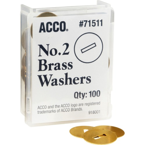Washers For Two-Piece Paper Fasteners, 1/2" Cap, 1 1/4" Diameter, Gold, 100/box