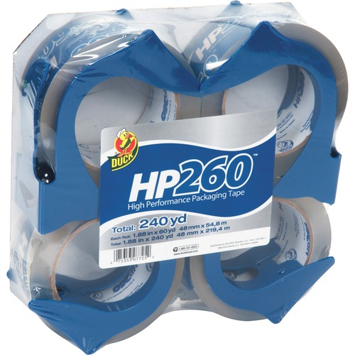 Hp260 Packaging Tape W/dispenser, 1.88" X 60yds, 3" Core, 4/pack