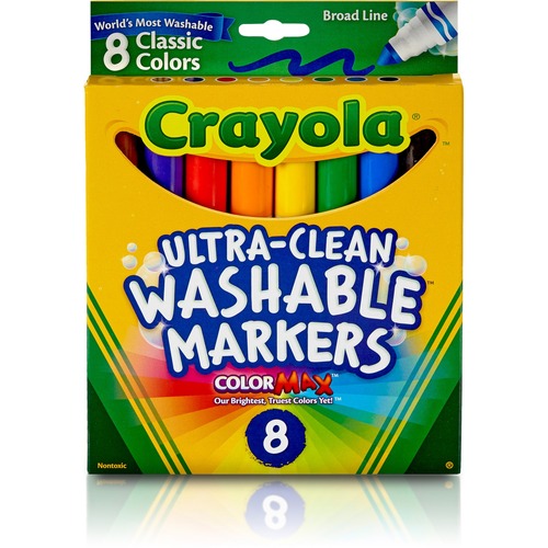 Washable Markers, Broad Point, Classic Colors, 8/pack