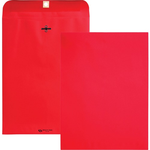 Fashion Color Clasp Envelope, 9 X 12, 28lb, Red, 10/pack