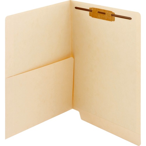 REINFORCED END TAB POCKET FOLDER, ONE FASTENER, LETTER SIZE, MANILA, 50/BOX