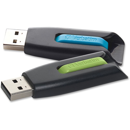 Store-N-Go V3 USB Drives, 32GB, 2/PK, BE/GN