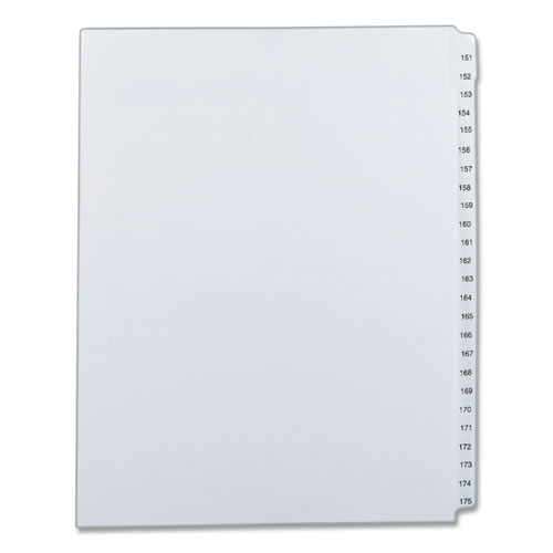 Allstate-Style Legal Exhibit Side Tab Dividers, 25-Tab,151-175, Letter, White