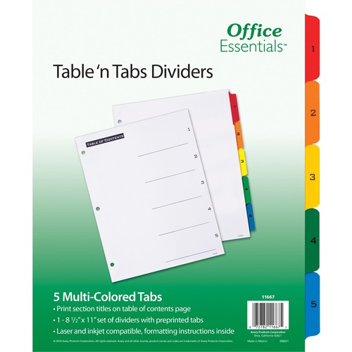 Table 'n Tabs Dividers, 5-Tab, Letter