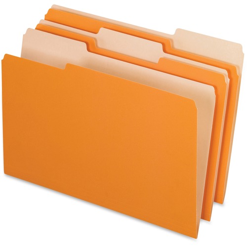 Interior File Folders, 1/3 Cut Top Tab, Legal, Orange, 100/box