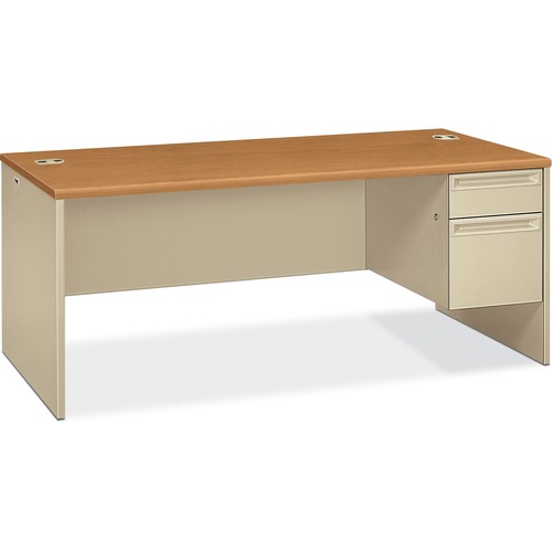 38000 Series Right Pedestal Desk, 72w X 36d X 29-1/2h, Harvest/putty