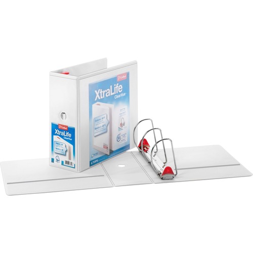 Xtralife Clearvue Non-Stick Locking Slant-D Binder, 5" Cap, 11 X 8 1/2, White