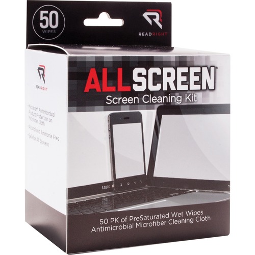Allscreen Screen Cleaning Kit, 50 Wipes, 1 Microfiber Cloth