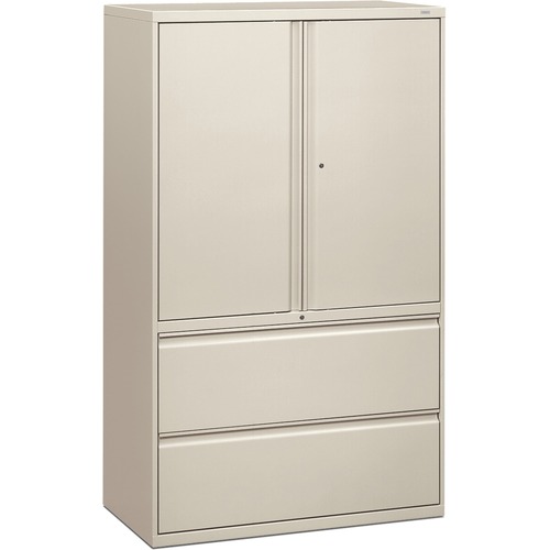 Lateral File,w/ Storage,2-drawer,42"x19-1/4"x67",Light Gray