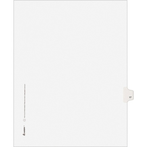 Avery-Style Legal Exhibit Side Tab Divider, Title: 17, Letter, White, 25/pack