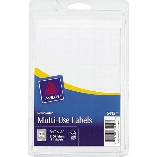 Multipurpose Labels,Removable,1/2"x5/16",1100/PK,White
