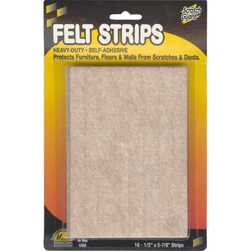 Felt Pads, 1/2"x5-7/8", 16/PK, Beige