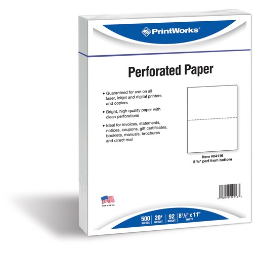 Office Paper,Perforated 5-1/2",8-1/2"x11",20lb,500/RM,WE