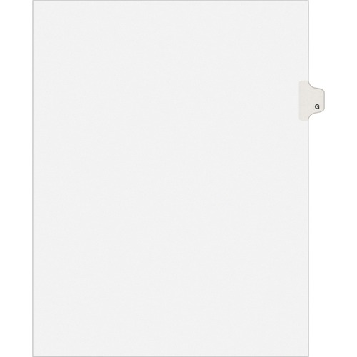 Avery-Style Legal Exhibit Side Tab Dividers, 1-Tab, Title G, Ltr, White, 25/pk