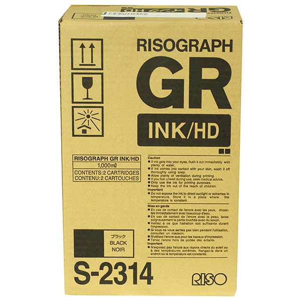 RISO GR3770 Black Ink Cartridge (2 x 1000 cc. Ctgs/Ctn) (20000 Yield)