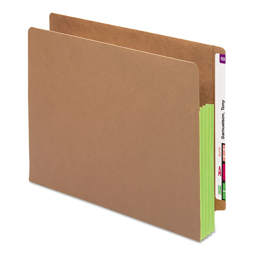 3 1/2" Exp File Pockets, Straight Tab, Letter, Green, 10/box