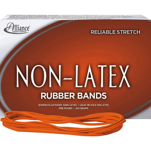 Non-Latex Rubber Bands, Sz. 117b, Orange, 7 X 1/8, 250 Bands/1lb Box