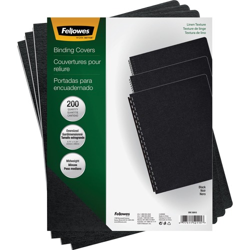 Linen Texture Binding System Covers, 11-1/4 X 8-3/4, Black, 200/pack