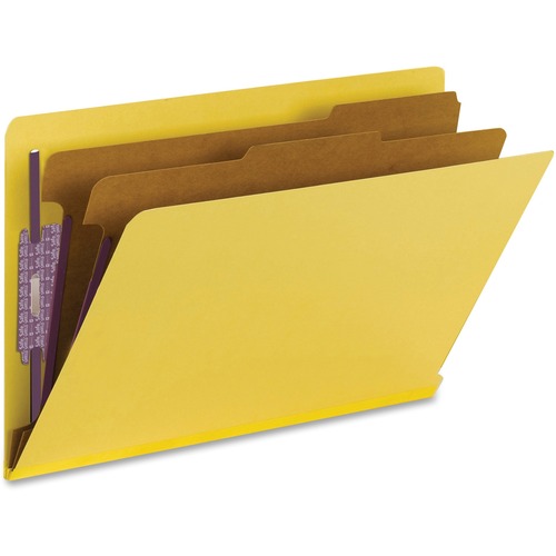 Pressboard End Tab Classification Folders, Legal, Six-Section, Yellow, 10/box