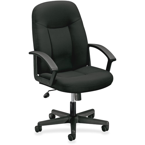 HVL601 SERIES EXECUTIVE HIGH-BACK CHAIR, SUPPORTS UP TO 250 LBS., BLACK SEAT/BLACK BACK, BLACK BASE