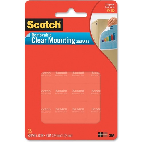 Mounting Squares, Precut, Removable, 11/16" X 11/16", Clear, 35/pack