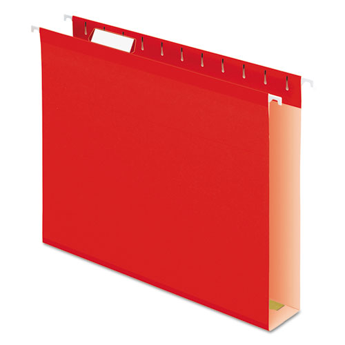Reinforced 2" Extra Capacity Hanging Folders, 1/5 Tab, Letter, Red, 25/box
