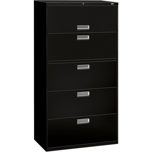 600 Series Five-Drawer Lateral File, 36w X 19-1/4d, Black