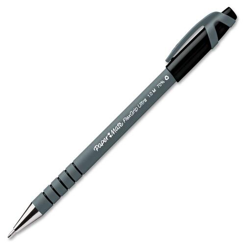 FLEXGRIP ULTRA STICK BALLPOINT PEN, MEDIUM 1MM, BLACK INK, GRAY BARREL, DOZEN