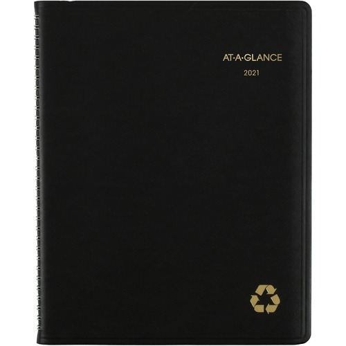 RECYCLED WEEKLY/MONTHLY CLASSIC APPOINTMENT BOOK, 8 1/4 X 10 7/8, BLACK, 2019