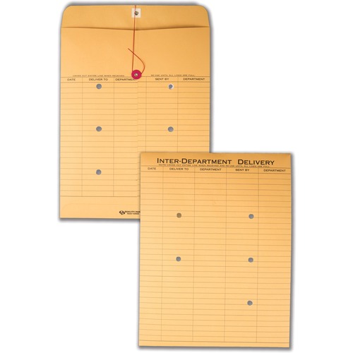 Brown Recycled Kraft String & Button Interoffice Envelope, 10 X 13, 100/carton