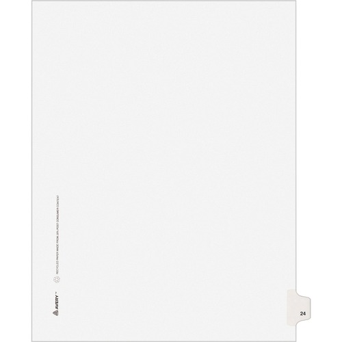 Avery-Style Legal Exhibit Side Tab Divider, Title: 24, Letter, White, 25/pack