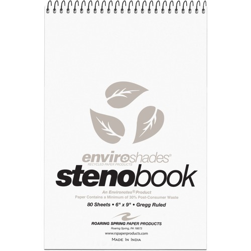 Steno Notebook Wirebound, 6"x9", 80/Shts, 4/PK, Gray