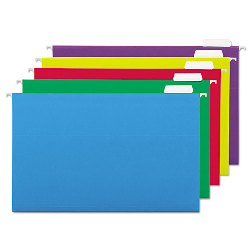 Hanging File Folders, 1/5 Tab, 11 Point, Legal, Assorted Colors, 25/box