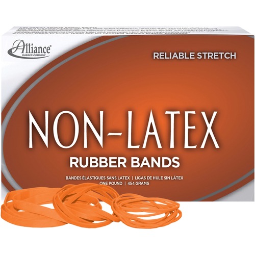 Non-Latex Rubber Bands, Sz. 54, Orange, Sizes 19/33/64 (mix), 1lb Box