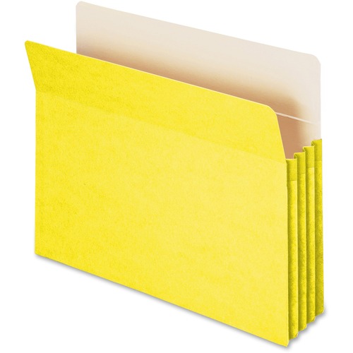 3 1/2" Exp Colored File Pocket, Straight Tab, Letter, Yellow