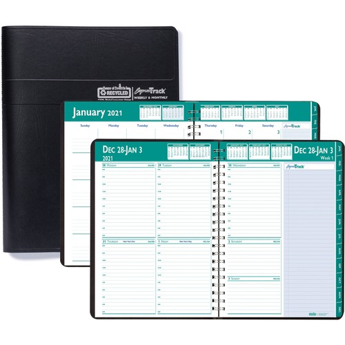 RECYCLED EXPRESS TRACK WEEKLY/MONTHLY APPOINTMENT BOOK, 8.5X11, BLACK, 2019-2020