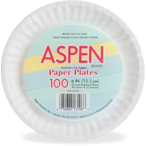 Ajm Packaging Corporation  Round Paper Plates, Coated, 6" dia, 1200/CT, White