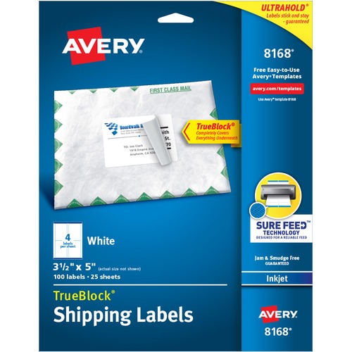 Shipping Labels With Trueblock Technology, Inkjet, 3 1/2 X 5, White, 100/pack