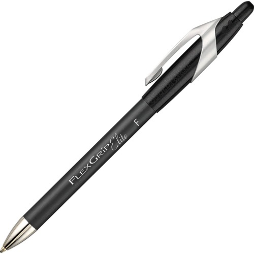 FLEXGRIP ELITE RETRACTABLE BALLPOINT PEN, 0.8MM, BLACK INK/BARREL, DOZEN