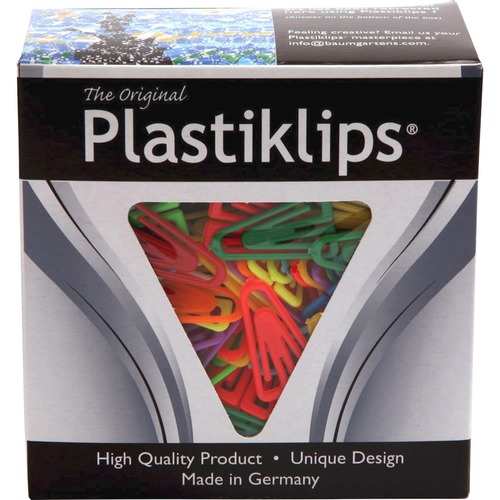 Plastiklips Paper Clips, Medium, Assorted Colors, 500/box