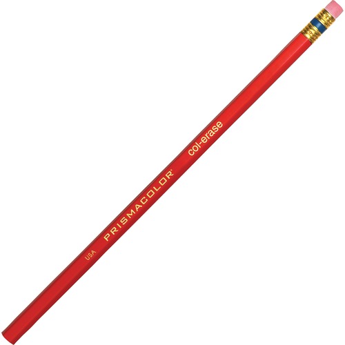 Col-Erase Pencil W/eraser, Carmine Red Lead/barrel, Dozen