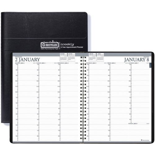 RECYCLED TWO-YEAR PROFESSIONAL WEEKLY PLANNER, 8 1/2 X 11, BLACK, 2019-2020