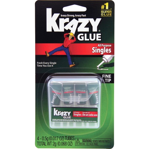 Krazy Glue Single-Use Tubes W/storage Case, 0.07 Oz, 4/pack