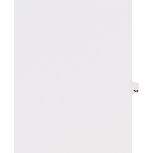 Dividers, "240", Side Tab, 8-1/2"x11", 25/PK, White