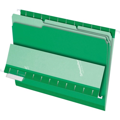 Interior File Folders, 1/3 Cut Top Tab, Letter, Bright Green, 100/box